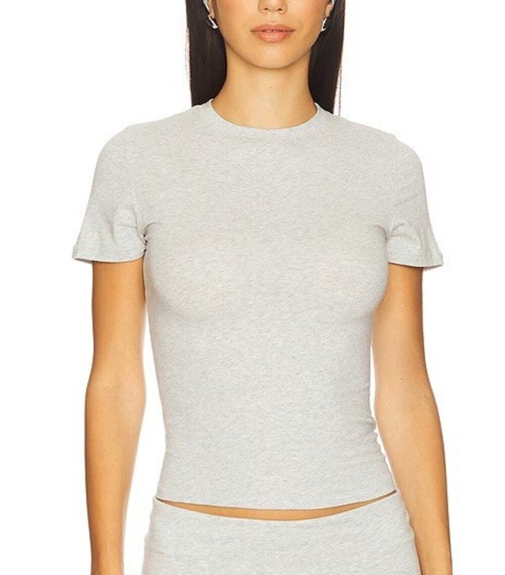 SKIMS Cotton Jersey T-Shirt Size M Gray Fitted Minimalist Basic Lounge Everyday